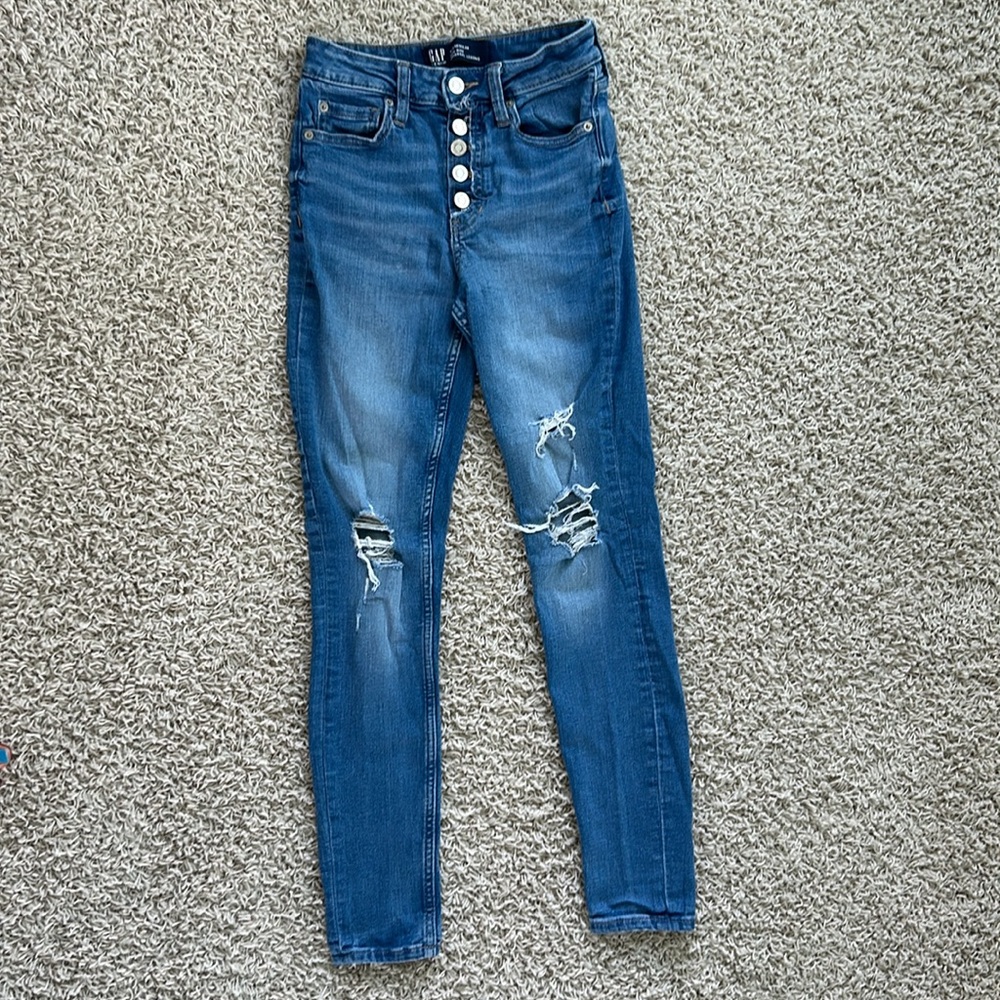 GAP Denim Women’s Size 0/25 Regular High Rise Ripped Jeggings